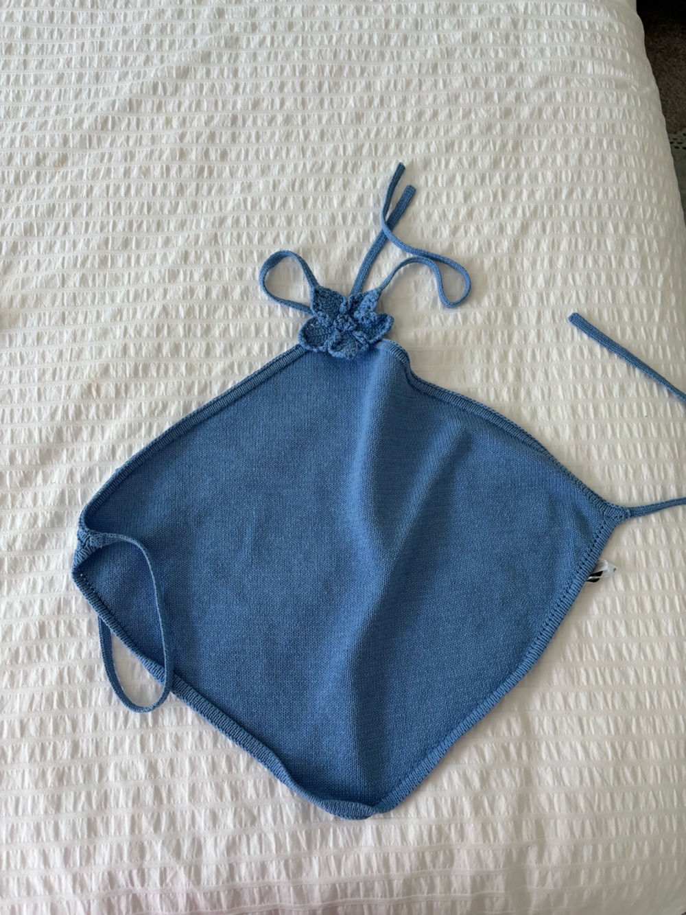 Blue Knit Halter Camisole Top